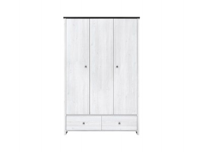 Triple Door Wardrobe Shelves Storage White Washed Shabby Chic
