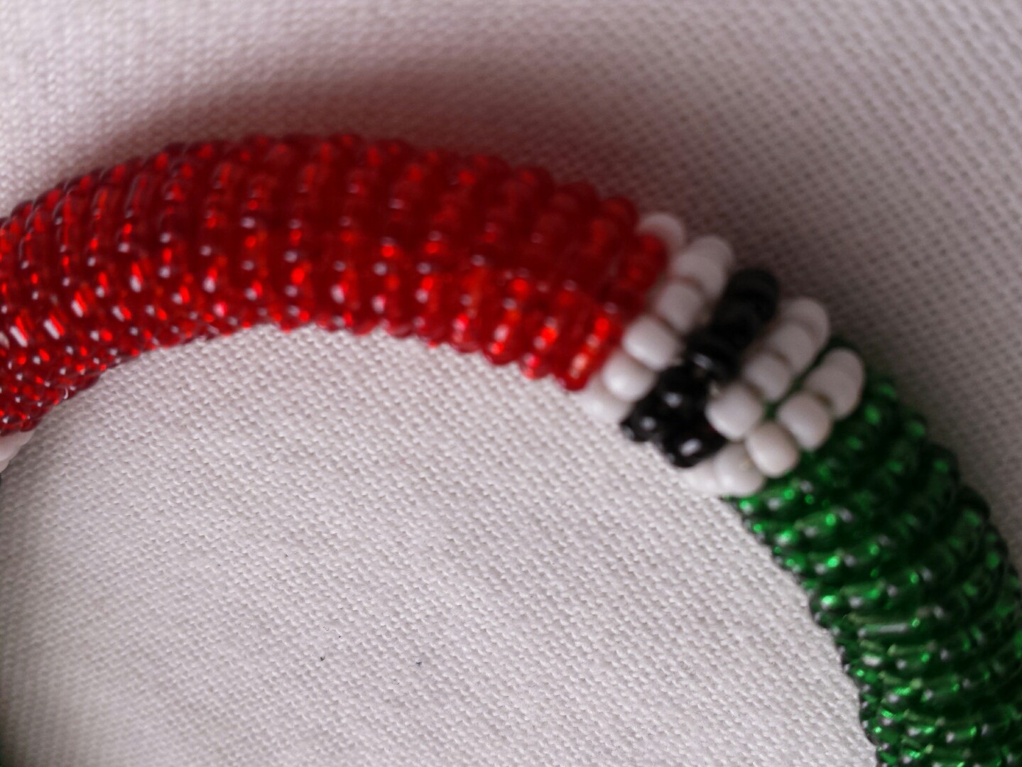 Beaded Handmade Bangle Bracelet Kenyan Flag Red Green multicolor