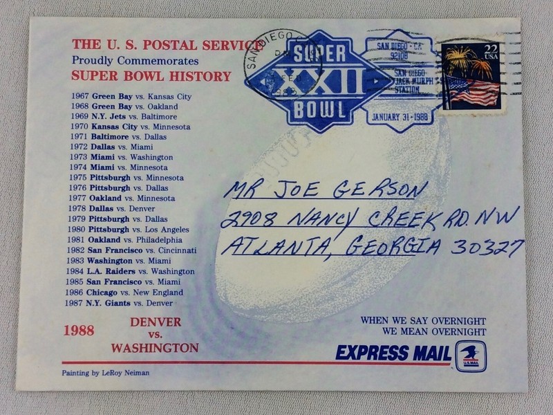 NFL 1988 Leroy Neiman Super Bowl XXII Postcard - Denver vs