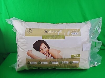 Allerease Jumbo 2-Pack Firm Pillows. Allergy Protection 100% Organic Cotton...