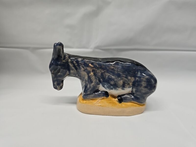 Henriot Quimper Pottery Christmas Nativity Donkey Figurine Farm French Pottery 