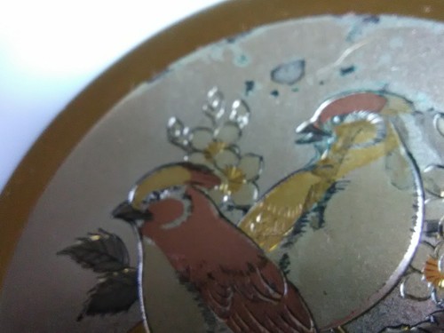 The Art Of Chokin BIRD Gilded gold and silver engraved Decorative Plate Japan 6'