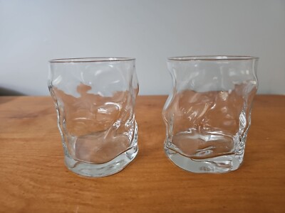 Bormioli Rocco 2 Sorgente Double Whisky Glasses Clear Ridged Water Tumblers
