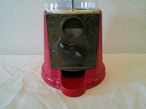 Vintage Tabletop DUBBLE BUBBLE Gum Machine Coin Bank Metal Glass