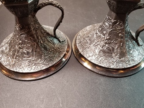 Antique Derby S.P. Co. International Co. Silverplate pair of  Candlesticks