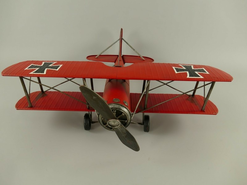 Blechflugzeug Modellflugzeug Doppeldecker Retro Oldtimer Flugzeugmodell B.55cm