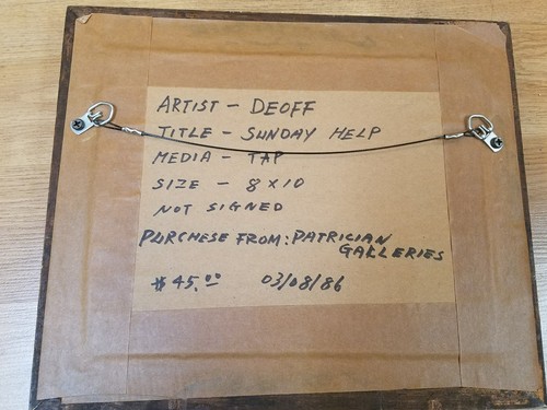 Framed Vintage Tapestry Artist Deoff of little girls and kittens