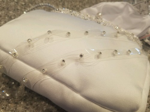 Bride purse white satin beaded white beaded strap with 2 extra style straps