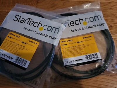 2 Pack - StarTech High Speed HDMI Cable - M/M New In Pack. .9m/3ft.