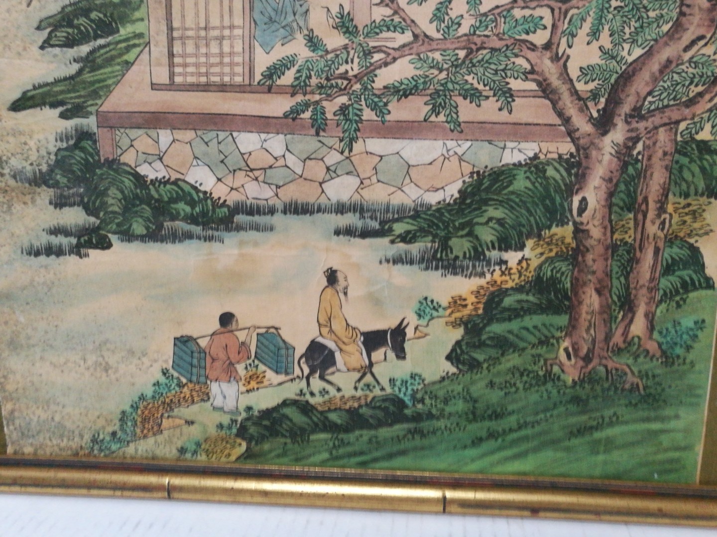 ,Antique Chinese watercolor painting on silk by ???,20th .h 40 1/2