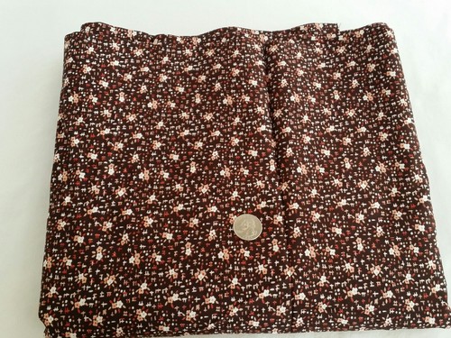 Vintage Brown Calico Fabric Cotton Tiny White Flowers 4.9 YDS