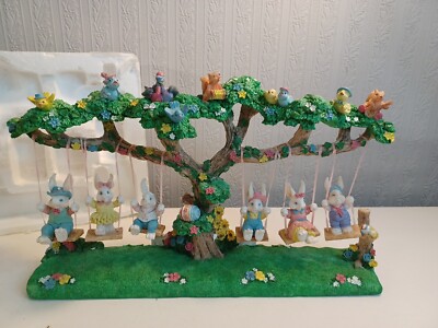 Easter Jubilee Swinging Bunnies Decoration One Bunny Missing Ear