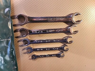 SK Tools USA 381 SAE 5pc Flare Nut Line Wrench Set - 6 Point - 1/4'' to 7/8''