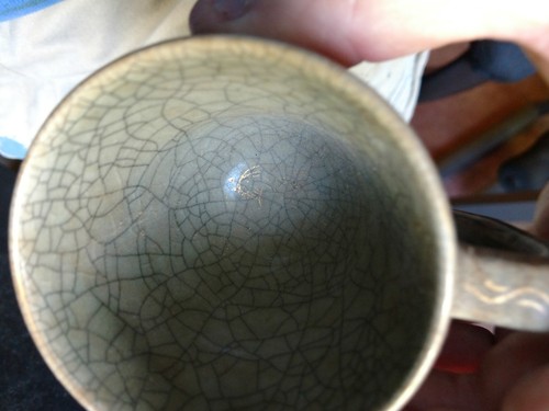 6 Vintage Somaware Crackle Double Wall Heart Golden Horse Tea Cups