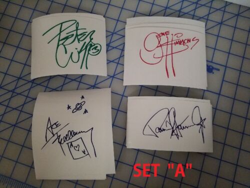 4 KISS Autographed Vinyl Decals - Solo Album Colors - Ace, Gene, Peter, And Paul