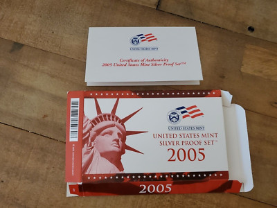 2005 S US Mint Silver Proof Set BOX and COA only(NO COINS)