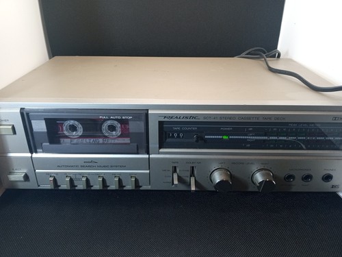 REALISTIC SCT-41 STEREO CASSETTE TAPE DECK * FULLY FUNCTIONAL * SILVER FACE