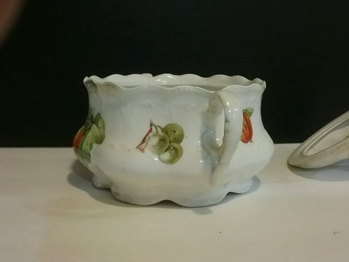 Vintage limoges ?hand painted Covered Casserole dishw/handles