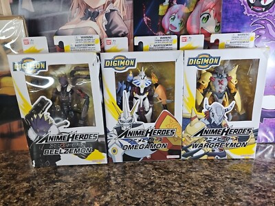 Digimon Anime Heroes Omegamon Action Figure Lot  Beelzemon Wargreymon Sealed