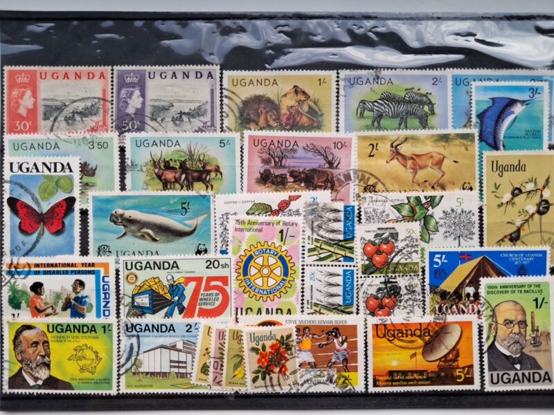 stamps Uganda stock cards & Olympic 1980 mini sheet 