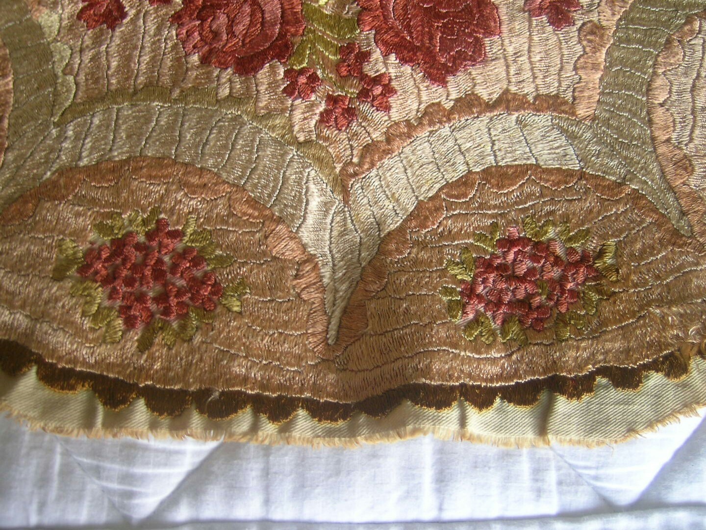 Antique MATYO Hungarian silk hand embroidered oval pillow top circa 1912