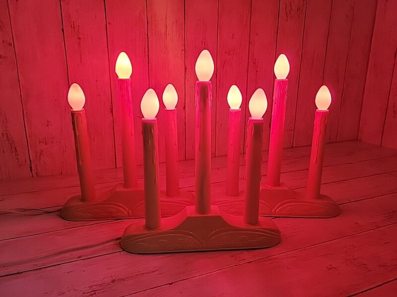 Vintage 3 Light Christmas Plastic Drip Electric Candle  (Lot Of 3)
