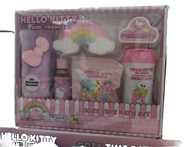 Hello Kitty Cozy time bath set head band bathbomb confetti bodywash bubble bath