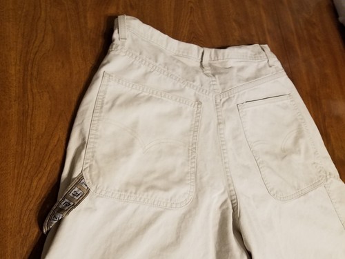 Mens Size 31 Vintage Levi's L2 Carpenter Baggy Fit Khaki Work Shorts with Stains