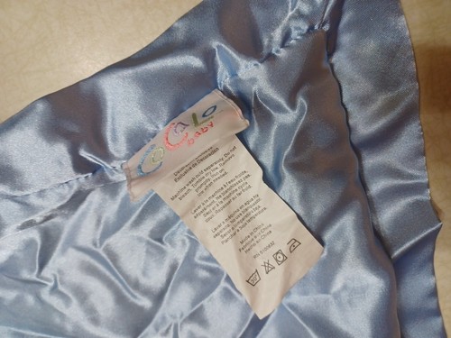Cocalo Baby Blanket Patchwork Fleece Satin Trim Blue Green Yellow Comfort