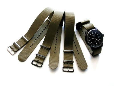 NATO G10 ® Khaki Green HD nylon Military Dive watchband RAF strap bond IW SUISSE