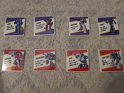 TRANSFORMERS 1985 HASBRO VINTAGE TRADING CARDS LOT STICKER COLLECTION 8 CARDS