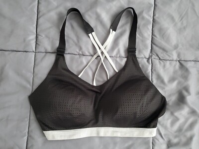 Victoria's Secret Women Sports Bra 36D Black Lightweight Mesh Padded Metallic