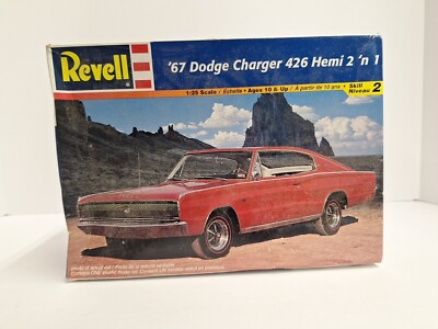 Revell Monogram  67 Dodge Charger 1/25 Scale Model Kit 2n1 Stock/Drag  Open Box