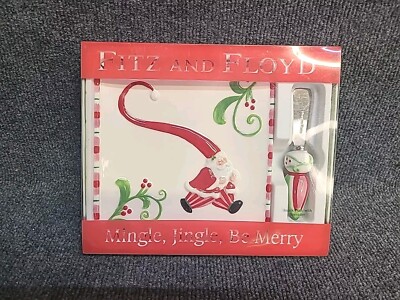 Fitz & Floyd Mingle Jingle Be Merry Snack Cheese Plate Spreader Christmas Santa