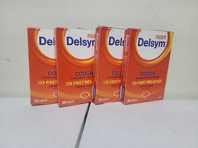 (Lot of 4) Delsym Max Strength 8Hr Cough Suppressant Fast Release Caplets 