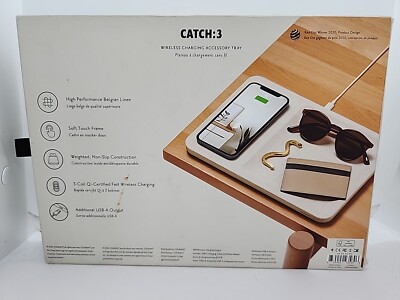 NEW Courant Catch 3 Classics Tray - Wireless Charger - Belgian Linen