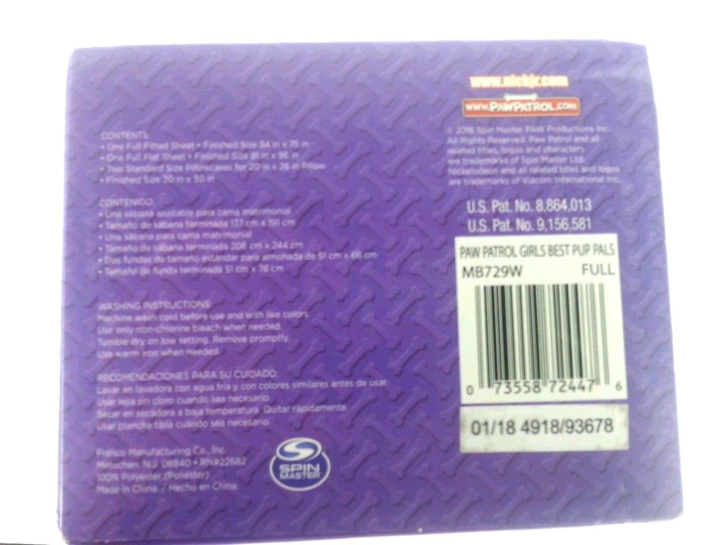 Paw Patrol 4 Piece Full Sheet Set Microfiber Pink