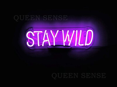 17'' Stay Wild Purple Acrylic Neon Sign Light Lamp Visual Beer Bar Club Gift JYC