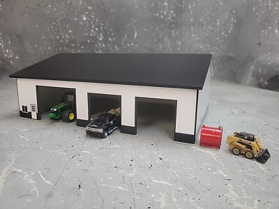1/64 Custom scratch built 60x80 building Black & White 3 Door With Floor