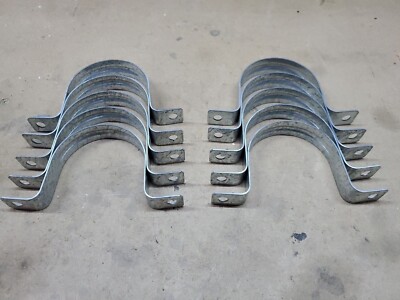 3'' Two-Hole Conduit Tube Strap - Ten Pack - Galvanized Steel Rigid