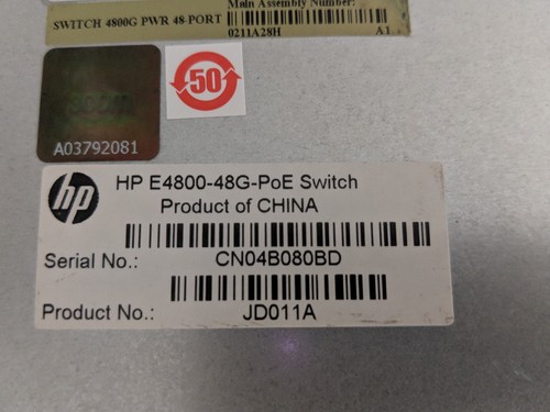 3COM HP NETWORKING SWITCH JD011A - E4800-48G-POE
