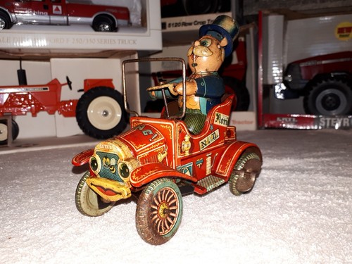 Tin wind up toy Grand-pa's New Car Japan In working condition