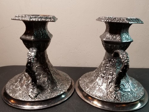 Antique Derby S.P. Co. International Co. Silverplate pair of  Candlesticks