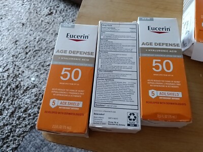 3 Eucerin Sun Age Defense SPF 50 Face Sunscreen Lotion UNBELIEVABLE SALE !!!