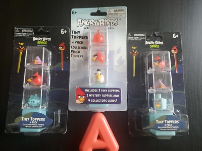 New! - Set Of 3 Angry Birds - Tiny Toppers - 1 Angry Birds & 2 Angry Birds Space