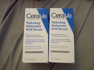 LOT OF 2 Cerave Hydrating Hyaluronic Acid Face Serum - 1oz/30ml 2 Pack