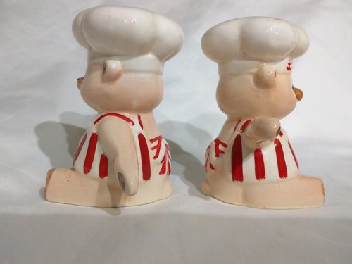 OOAK Mid Century Modern Pig Chefs BUDDY BFF Handpainted Salt & Pepper Shakers