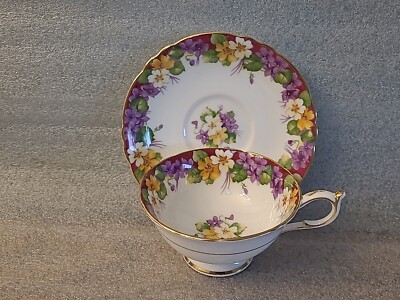 Vintage Paragon Double Warrant Bone China Teacup and Saucer Spring Melody Purple