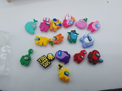 Lot Of 16 Among Us Colorful Shoe Plastic Croc Charms NEW Sus