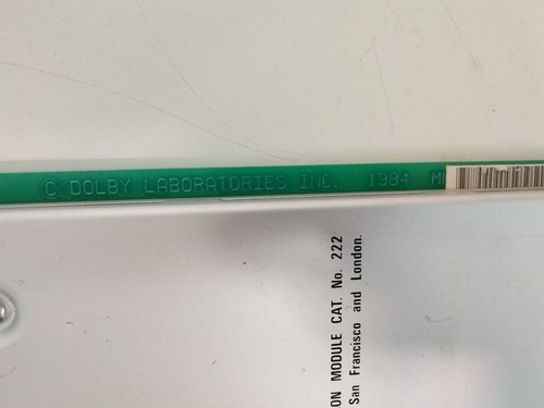 Dolby System A Type Noise Reduction Module CAT No.222  cp55 1984 Dolby Labs